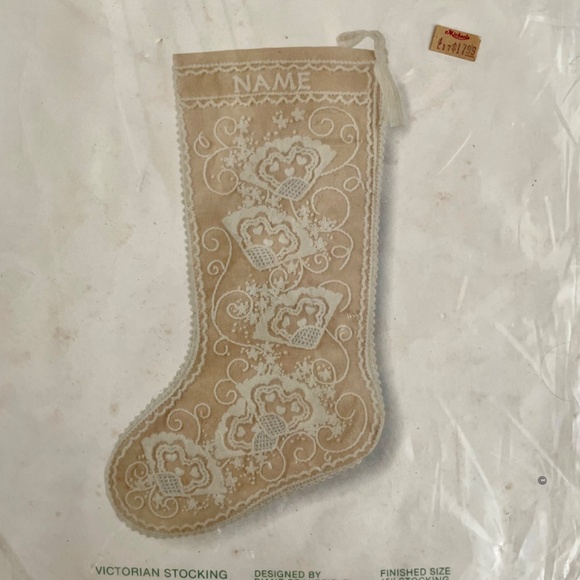 Vintage Sunset Stitchery Kit 2035 Christmas Victorian Stocking 15” New VTG - Picture 6 of 11
